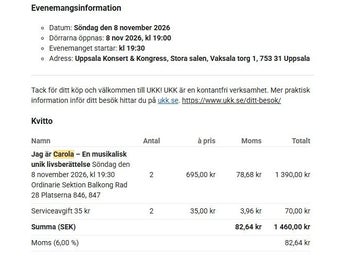 Biljetter till Jag är Carola i Uppsala