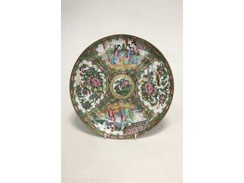 Kinesisk canton porcelæn (gold & green) tallerken.