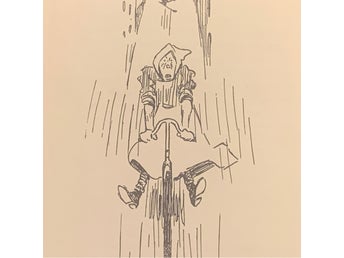 Illustration ”Cykling i brant backe” från 1934