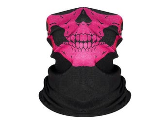 Dödskallemask - Buff - Mörkrosa - Scarf - Bandana - Halsduk - Skidmask