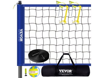 Outdoor Portable Volleyball Net System, Adjustable Height Steel Poles