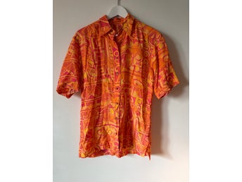 Orange, röd mönstrad skjorta vintage hawaiiskjorta 90-tal retro mönster