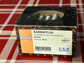 Karmhylsa (id00367) VSB 60 mm för seriekoppling av fönsterkarmar 25 stycken