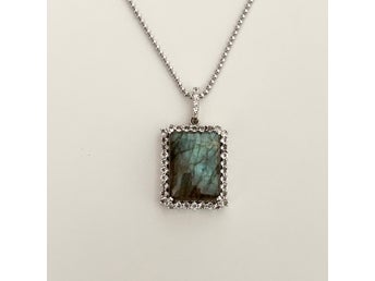 Halsband Labradorit och Vit Topas Sterling Silver 925