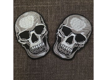 2 st Tygmärken Dödskalle strykapå patch laglapp