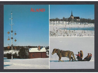 Åland. Topografi , tecknat , reklam motiv. Modernt A6 kort.