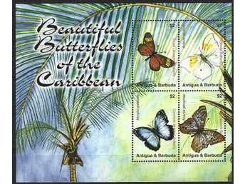Antigua & Barbuda 2007 Fjärilar Insekter 4v i block