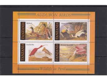 Tanzania 1986 Fåglar Audubon 4v i block