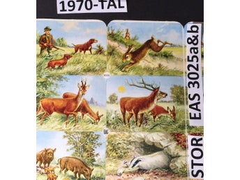PZB 3025 a&b EAS: Europeiskt vilt.E-Logo!GAMMAL STOR karta bokmärken.1970t.32x25
