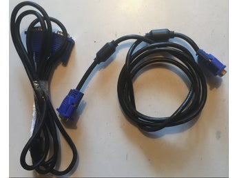 2 st VGA kablar, ca 1,5 m,dator mm. 45 kr/st. Kosta 99 kr st i affären.Reas