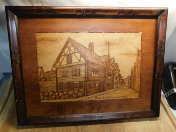 Burmeisterska Huset Visby Gotland 1947 Trätavla/Relief Signerad S.S