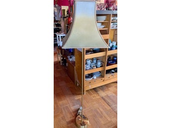 Retro Golvlampa i mässing med fyrkantig lampskärm