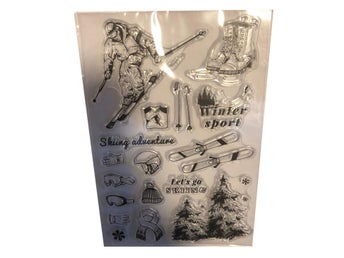 hobby clear stämplar vintersport skidor