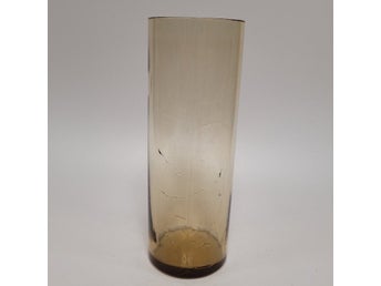 Rund Vas - Glas - Bärnstensfärgat - Motiv trädstam - Björkshults Glasbruk