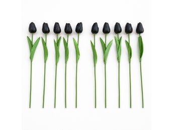 Svarta konstgjorda tulpaner – 10-pack, nya