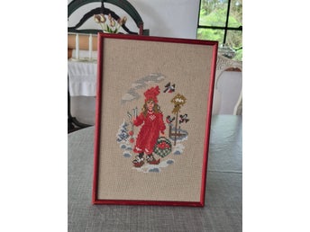 Nr:146.) Handbroderad tavla Carl Larsson. Jul.