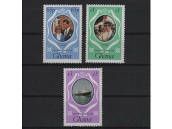 Ghana 1981 Kungligt bröllop 3v nya valörer från miniark