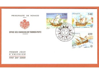 Monaco FDC Columbus Cept 24.4.92