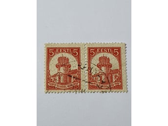 Estland 1932 – Tartu universitet 300 år – 5s röd, par (2 st) – Stämplat