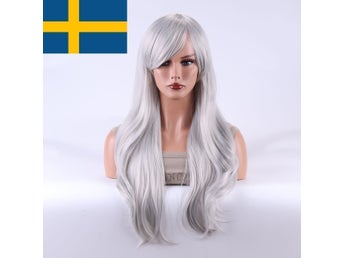 Ny Halloween elegant party maskerad wig hår grå silver sexig lång vit lång peruk