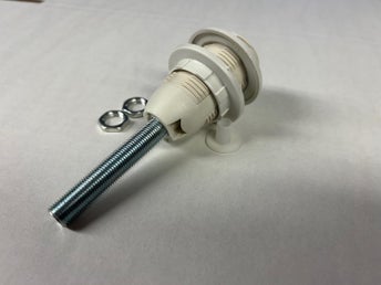Lamphållare, vit lampsockel E14, gängat rör M10 80mm