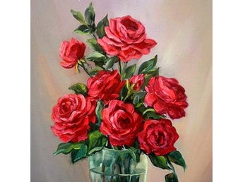 Rosor i vas - Diamond Painting - 40x30