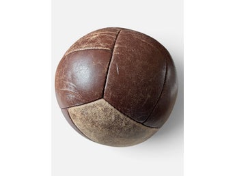 Stor 4.7 kg vintage medicinboll i läder läderboll 40-tal 50-tal