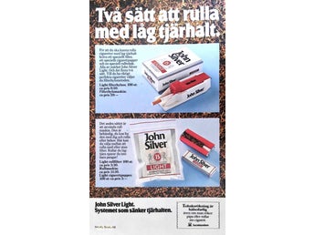 JOHN SILVER LIGHT, SVENSKA TOBAKS REKLAMANNONS 1986