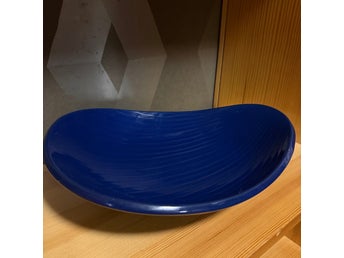 Retro blå keramikskål