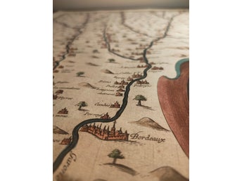 Karta 1628 – Garonne med bifloder, Jean Le Clerc, handkolorerad