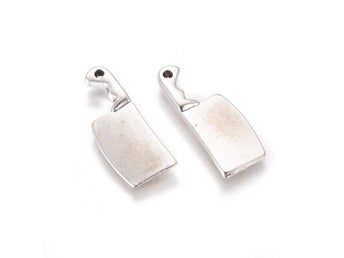 2st Berlocker Miniatyr Köttknivar 9x23mm Silvertonad