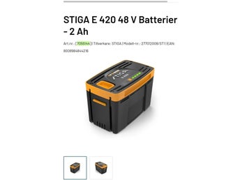 STIGA E 420 48 V Batteri - 2 Ah