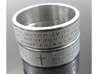 FRI FRAKT!! BIBEL RING MED ENGELSK SINNESROBÖN OCH KORS STL. 21 (D0)