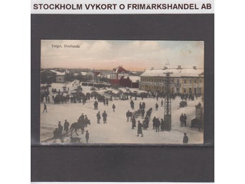 Vetlanda - Torget, vinterbild, mycket folk, Redskapshandel