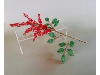 Handgjorda pärlblommor – Astilbe i glaspärlor – Exklusiv & unik dekoration