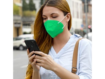 3-PACK Gröna Munskydd KN95 / FFP2 Allergivänlig Tyg Mask i 5-Lager Hög Kvalitet
