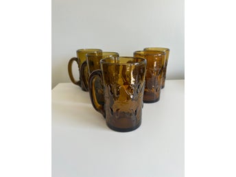 5 st Skruf Tulpan sejdlar ölglas Bengt Edenfalk retro bärnsten amber 60-tal