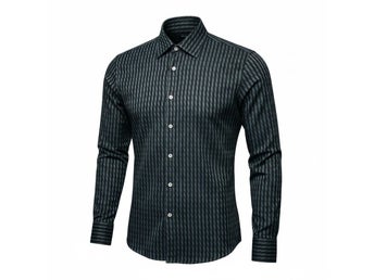 Ted Baker 4 Skjorta Herr UK Storlek L Svart Randig Broderad Logotyp Designer