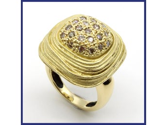 Ring, 18K guld, naturliga briljantslipade diamanter (0,54ctv, stl 16,1mm)