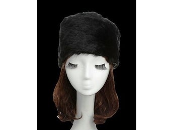 Hatt pälshatt päls svart Mössa cap vuxenmössa hatt keps XS S M L One size *