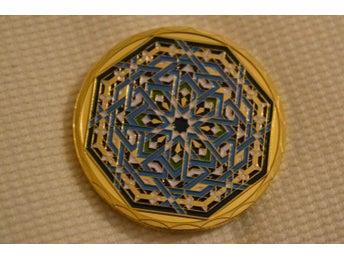 Eid Mubarak Ramadan Mosaik Blå/Vit Islam Guldplätering Mynt 4cm Ny