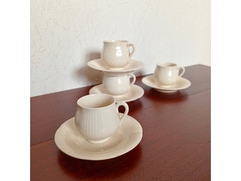 Vintage 4x Kaffekoppar Louise Adelborg Rörstrand - Antik Porslin Retro Design