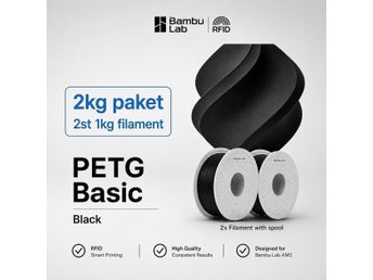 Bambu Lab PETG Basic Black/Svart Filament, 1.75 mm, 2 x 1 kg