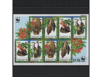 Fiji 1997 Fladdermus däggdjur djur 2x4v i block WWF