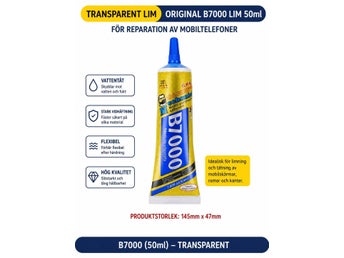 B7000 transparent reparationslim 50 ml – för mobilskärm, LCD, ram & elektronik