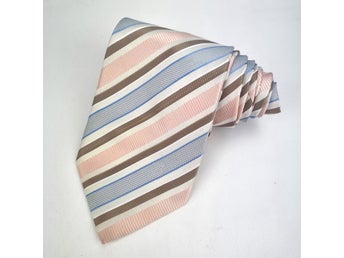 ÄKTA Ermenegildo ZEGNA - Slips Siden Silke Silk Rosa Blå Vit Creme