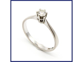Ring, 18K vitguld, solitär, naturlig diamant (0,18ctv, stl 16,90mm)