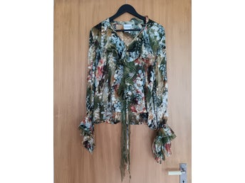 FANTAZIA drömmig retro skir blus 80-tal bohem silke rayon