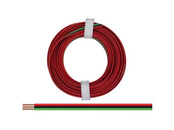 Kabel 3x0,14mm2 röd/svart/grön (5m)