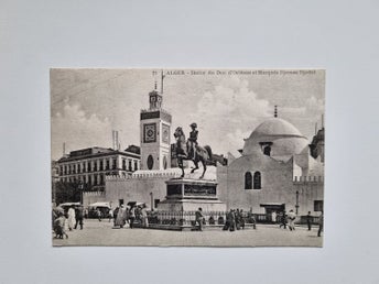 Vykort ALGER Statue du Duc d'Orléans et Mosquée Djemaa Djedid